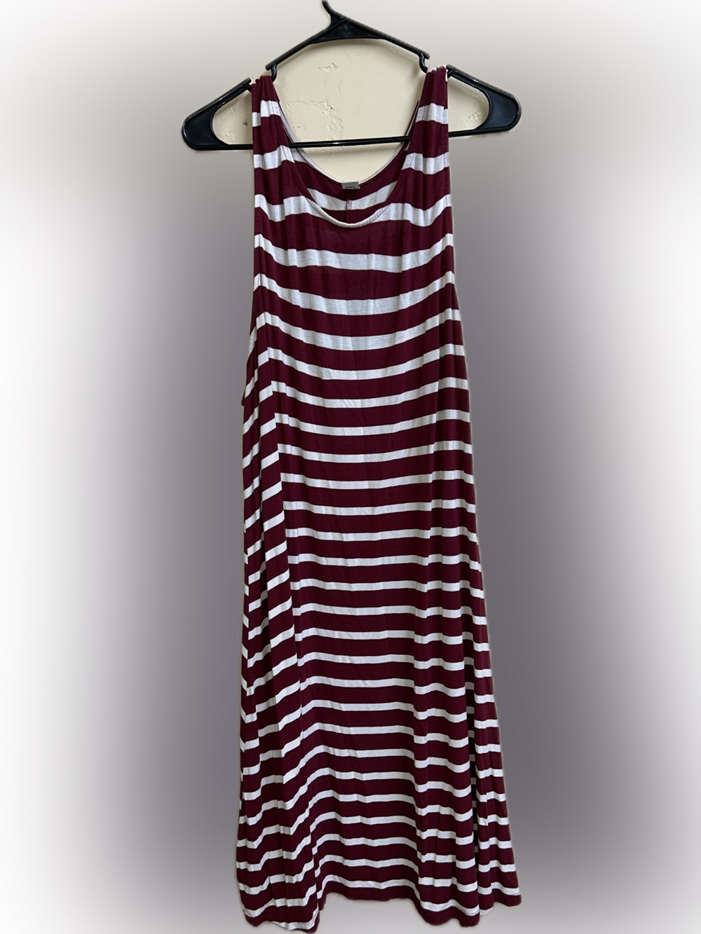 🔥5/$35🔥 Burgundy & White Striped Maxi Dress | Old Navy | Size XXL - Picture 3 of 8